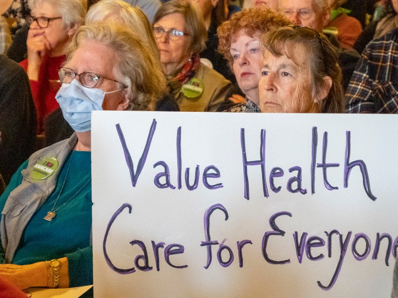 Kansans demonstrate in support of Medicaid expansion during a March 15, 2023, rally at the Statehouse in Topeka.