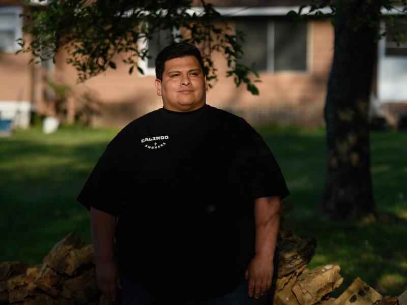 George Galindo in the front yard of his Channelview, Texas, home. "I really love where I live," Galindo said. "But they're trying to industrialize the whole neighborhood."
