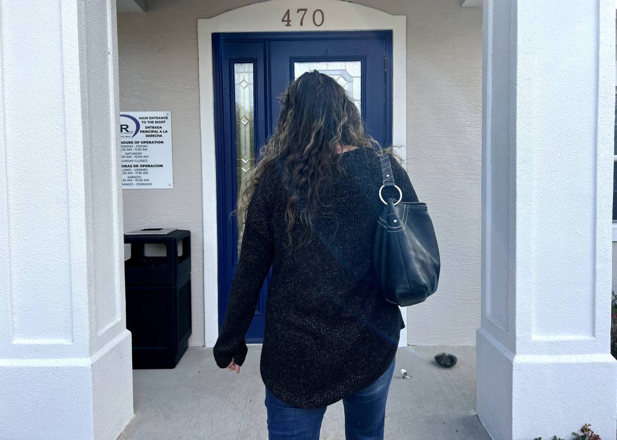 Suzanne, who asked that her last name not be used, heads inside a new addiction treatment clinic in Inverness, Florida in December to pick up her methadone prescription.