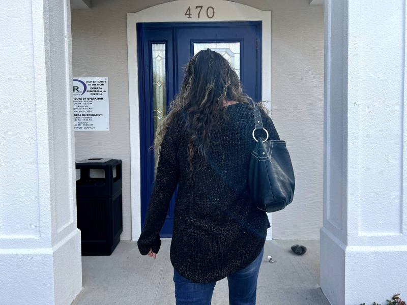 Suzanne, who asked that her last name not be used, heads inside a new addiction treatment clinic in Inverness, Florida in December to pick up her methadone prescription.